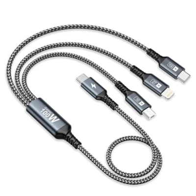 Afbeelding van 100 W USB kabel C naar multi snellaadkabel [0,5 m] 3 in 1 PD oplader meervoudige Micro type Lightning voor MacBook Pro/Air,Google Pixel, Samsung Galaxy, iPhone, Huawei