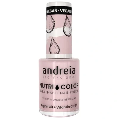 Afbeelding van Andreia NutriColor Professionele nagellak, ademend, veganistisch en dierproefvrij, doe het zelf nagellak met langdurige glanzende afwerking, kleur NC21 melkachtig roze, 10,5 ml