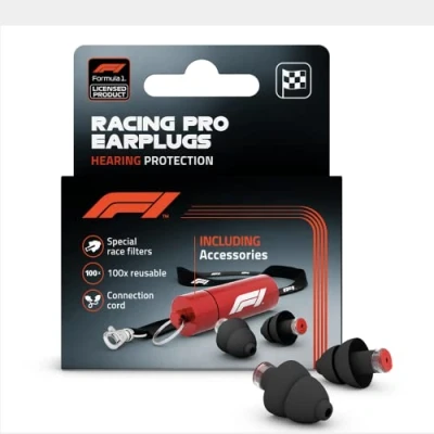 Afbeelding van Racing Pro oordoppen Officiële Formula 1® herbruikbare Hoogwaardige voor races en evenementen SNR 22dB Zwart