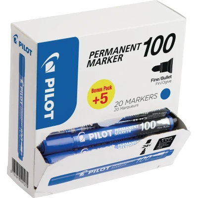Afbeelding van Pilot Permanent Marker 100, Xxl Doos Met 15 + 5 Stuks, Blauw
