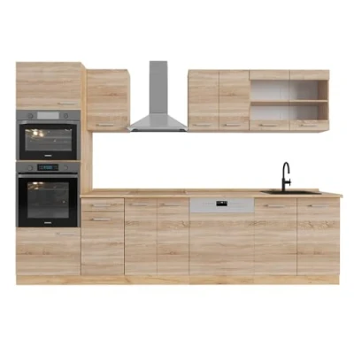 Afbeelding van Vicco Complete keukeneenheid R Line, Sonoma/Goudkraft eik, 300 cm met hoge kast, zonder werkblad