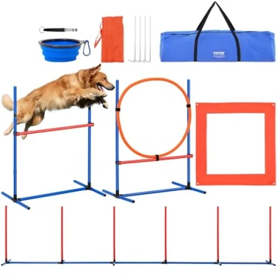 Image de VEVOR Kit Équipements d&#039;Entraînement d&#039;Agilité pour Chiens 4 Pièces avec Haies