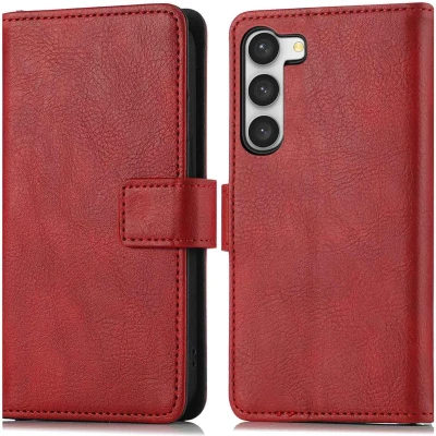 Afbeelding van iMoshion Hoesje Geschikt voor Samsung Galaxy S23 Met Pasjeshouder Luxe Bookcase Rood