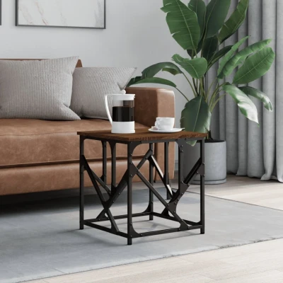 Afbeelding van Salontafel 45x45x47,5 cm bewerkt hout bruin eikenkleur