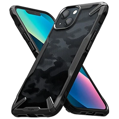 Afbeelding van Ringke Beschermhoes compatibel met iPhone 13 [Fusion X] zwart, schokbestendig, militaire verdediging, krasbestendig, polycarbonaat, robuust, stijf, TPU, bumper camo zwart