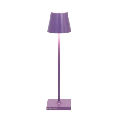 Afbeelding van Zafferano Poldina Pro Micro led tafellamp, draadloos, oplaadbaar, touch lamp, dimbaar, voor binnen en buiten, IP65, temp. licht 2200 2700 3000 K, aluminium, hoogte 27,5 cm (lila)