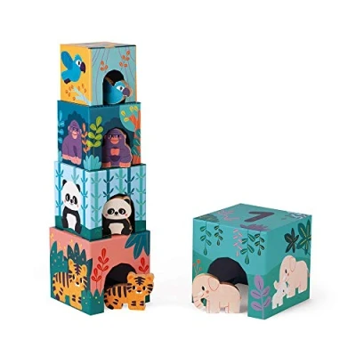 Image de Jeu en bois Janod Pyramide et figurines animaux