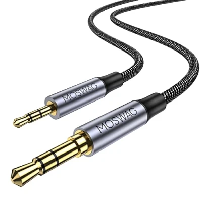 Afbeelding van MOSWAG 3,5 mm naar 2,5 mannelijke audiokabel compatibel met QuietComfort QC45 QC35II QC35 QC25 van Bose 700, JBL E45BT E55BT E65BTNC Bluetooth hoofdtelefoon