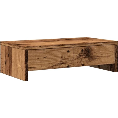 Afbeelding van vidaXL Monitorstandaard met lades 50x27x15 cm bewerkt hout oud