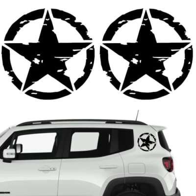 Afbeelding van Militaire ster sticker (zwart, 15 x cm)