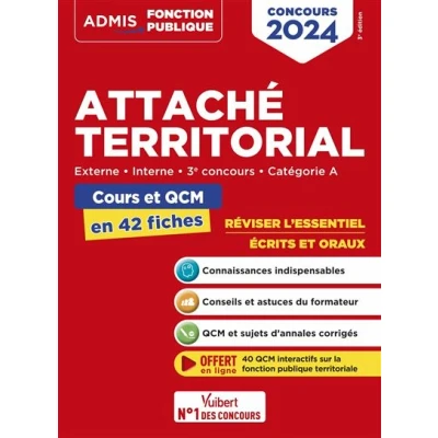 Image de Attaché territorial Catégorie A Cours et QCM en 42 fiches