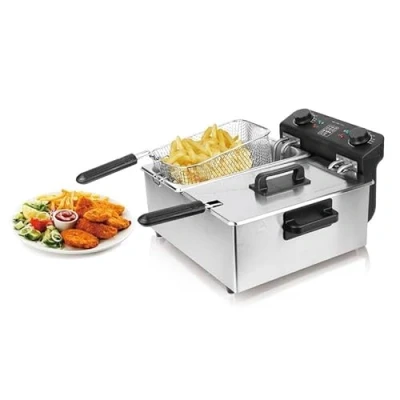 Afbeelding van Roestvrijstalen Friteuse van 5 Liter met 3000 Watt Vermogen: Knapperigheid en Gemak in de Keuken!