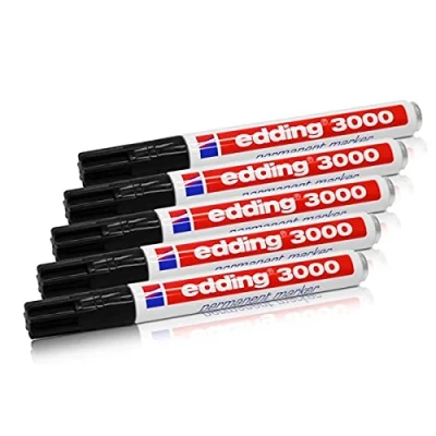 Afbeelding van edding 4 3000001_5 permanente marker, navulbaar, 1,5 3 mm, zwart, 5 stuks