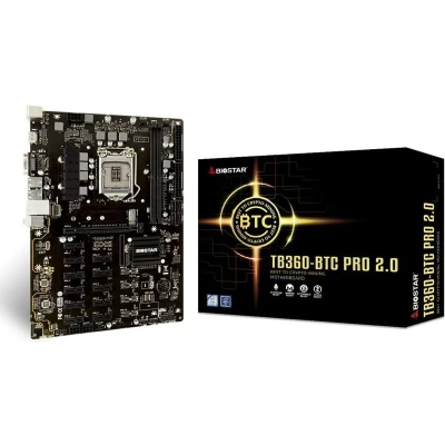 Afbeelding van Biostar TB360 BTC Pro Core i7/i5/i3 (Intel 8e en 9e generatie) LGA1151 Intel B360 DDR4 12 GPU Mining moederbord