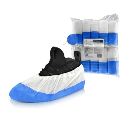 Afbeelding van OneProtek 100 extra sterke wegwerp overschoenen met dikke, waterdichte en antislip zool, scheurvaste schoenbekleding