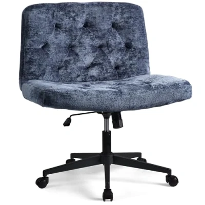Afbeelding van WangPangzi Armloze bureaustoel met middelhoge rugleuning, extra grote make upstoel, in hoogte verstelbare kruisstoel, comfortabele praktische stoel (blauw)