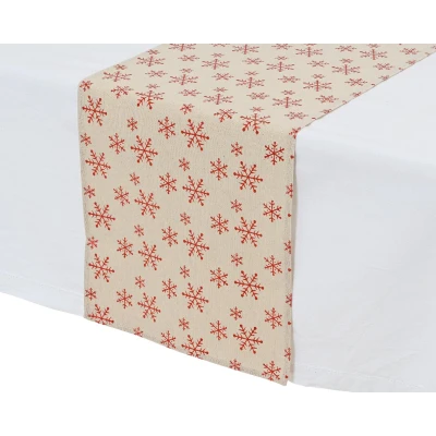 Afbeelding van Feestelijke kerst tafelloper met glimmende sneeuwvlokken 150x32 cm