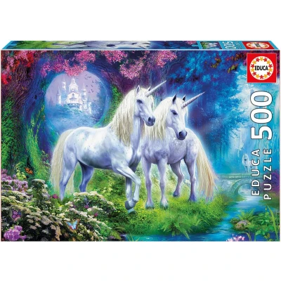 Afbeelding van Puzzel Educa Unicorns In The Forest 500 Onderdelen 34 x 48 cm