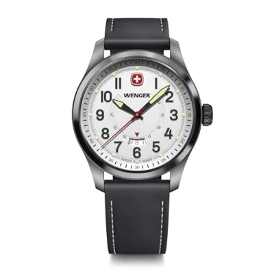 Afbeelding van WENGER Terragraph Herenhorloge, kwarts, analoog, waterdicht tot 100 m, diameter 43 mm, gemaakt in Zwitserland, Wit, Klassiek