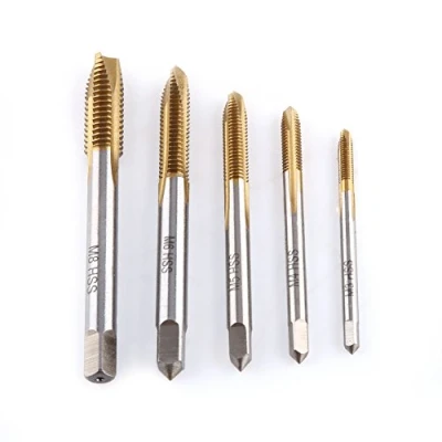 Afbeelding van Set van 5 HSS Titanium schroefdraadtappen Handmatige schroefdraad M3/M4/M5/M6/M8 metrische staal Voorchipschroefdraadset Schroefdraadgereedschap