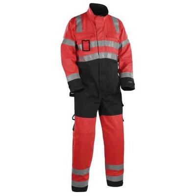 Image de Combinaison manches longues haute visibilité rouge/noir col haut
