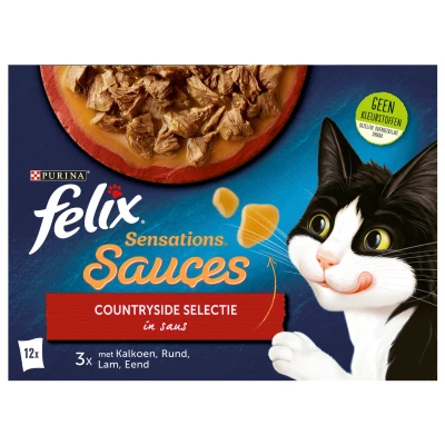 Afbeelding van Felix Multipack Sensations Sauces Countryside Selectie Kattenvoer Kalkoen Rund Lam 12x85 g