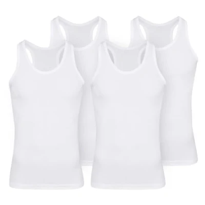 Afbeelding van Set van 4 klassieke katoenen tanktops voor heren, Wit
