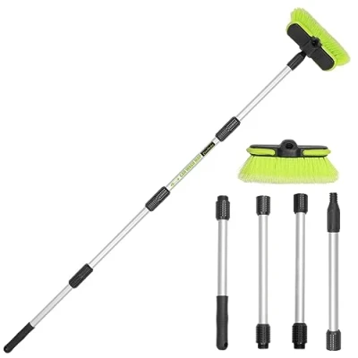Afbeelding van 65 &quot;165 cm Autowasborstel Lange steel Zachte Varkenshaar Scrub Reiniging Mop met 4 Hand held Plaatsen Uitschuifbare Wasborstels Bezem Kit voor RV Boot Truck SUV Caravan Zonnepaneel Huis Siding, Sweep
