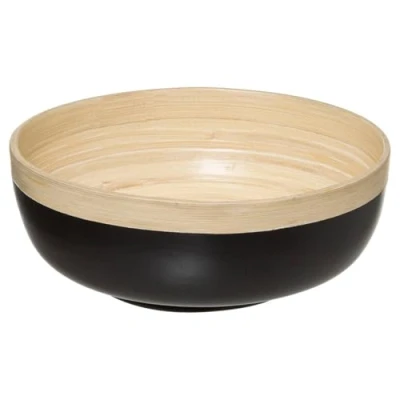 Afbeelding van 5Five serveerschaal/saladeschaal zwart bamboe 20 x 8 cm rond