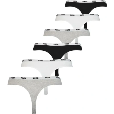 Afbeelding van Puma Women String 6 PACK String, Dames, Maat: XS, Grey black white