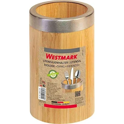 Afbeelding van Westmark Keukengereihouder, rond, aluminium, afmetingen: ø10 x 16 cm, bamboe/roestvrij staal, tapas + friends, bruin/zilver, 69852270