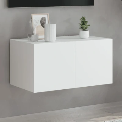 Afbeelding van Tv wandmeubel met LED verlichting 60x35x31 cm wit