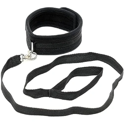 Afbeelding van Soft Bondage halsband met leidsel zwart
