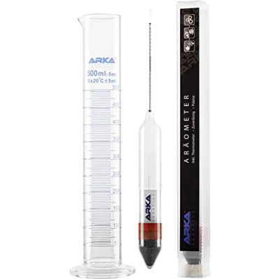Afbeelding van ARKA Hydrometerset met thermometer en maatcilinder van borosilicaatglas 3.3, zeer nauwkeurige dichtheidsmeting voor zeewateraquaria, laboratoriumkwaliteit, eenvoudig te bedienen
