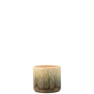 Afbeelding van J line Bloempot Elise keramiek beige/bruin smal 15306