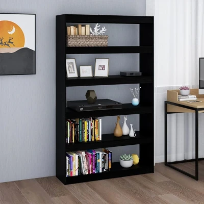 Afbeelding van Boekenkast/kamerscherm 100x30x167,5 cm massief grenenhout zwart