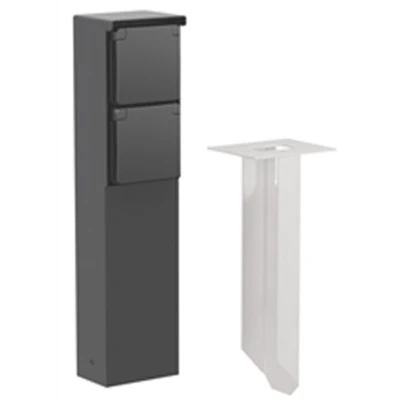 Afbeelding van Niko Spuitwaterdichte tuinpaal met tweevoudig stopcontact, penaarde en grondpin, black