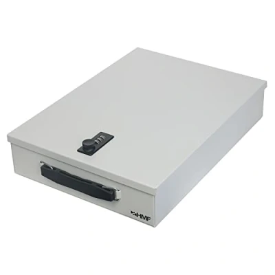 Afbeelding van HMF 1413 07 afsluitbare documentencassette met cijferslot DIN A4 lichtgrijs