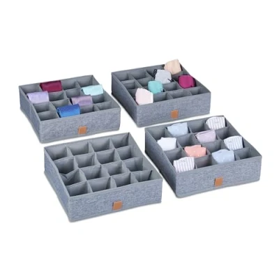 Afbeelding van Relaxdays ondergoed organizer set van 4 16 vakken sokken opberger voor kledingkast