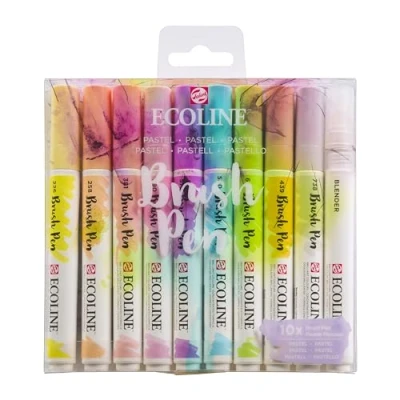 Afbeelding van Brushpen Talens Ecoline Pastel blister à 10 stuks assorti