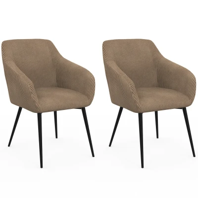 Image de Lot de 2 chaises salle à manger, fauteuils table JANY en velours cotelé taupe IDMarket