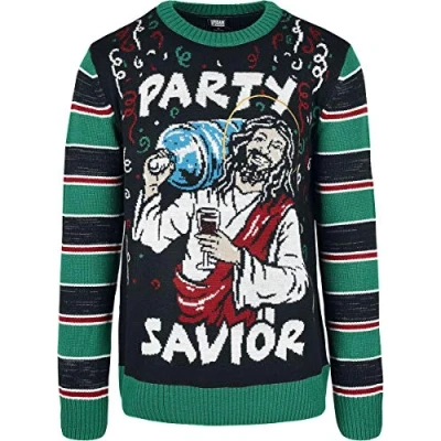 Afbeelding van Urban Classics Trui black/xmasgreen, Heren, Maat: Medium, Black/x masgreen