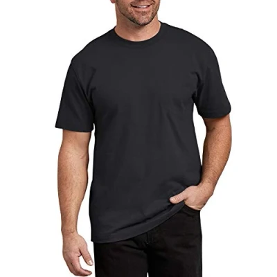Afbeelding van Dickies Korte mouwen en dikke ronde hals T shirt voor professioneel gebruik heren, zwart.