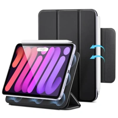 Afbeelding van ESR magnetische hoes compatibel met iPad Mini 6 2021 (6e generatie), praktische bevestiging, automatische slaap/waakfunctie, Pencil 2 compleet, zwart