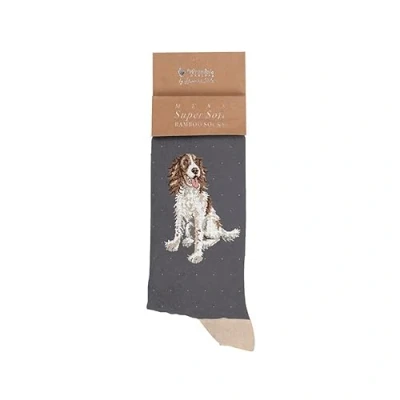Afbeelding van Wrendale Designs Willow&#039; Spaniel herensokken, grijs, 41 45 EU, grijs.