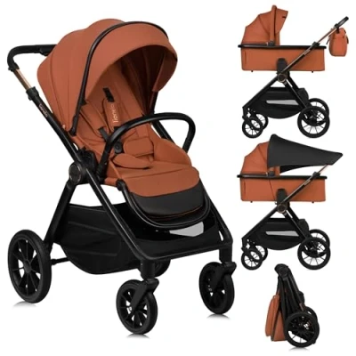 Afbeelding van Lionelo Layla Kinderwagen 2in1 XXL SET Veelzijdig en jaarrond Grote wielen Bediening met een hand Voor alle soorten terrein Accessoireset