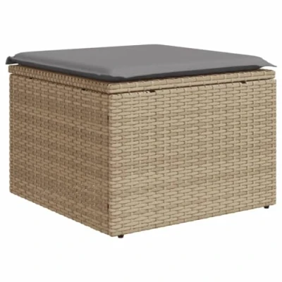 Afbeelding van Tuinkruk met kussen 55x55x37 cm poly rattan beige