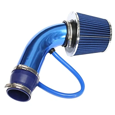Afbeelding van aleawol Universele sportluchtfilter voor auto 76 mm koude lucht inlaatslang met aluminium inductieslang (blauw)