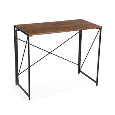 Afbeelding van Versa Jack Computer Bureau tafel, Slaapkamer of Studie Tafel. Gaming Vouwen, Afmetingen (H x B H) 74 45 90 cm, Hout en Metaal, Kleur Bruin