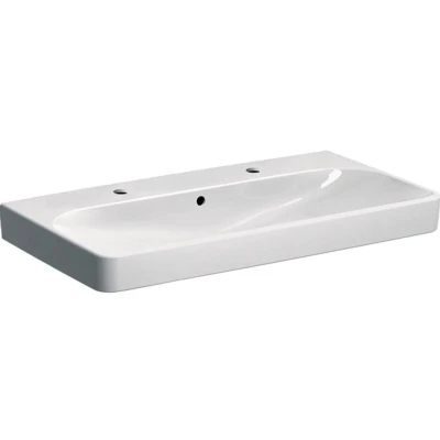 Afbeelding van Geberit Smyle meubelwastafel wit (90 x 48 cm) 2x 1 kraangat, met